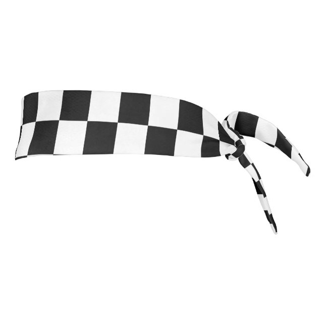 Black and white checkered pattern tie headband (Rotate 90)