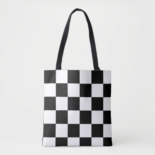 Black and White Checkered Pattern Tote Bag