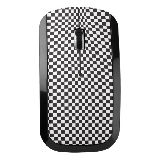 Black And White Checkered Pattern Wireless Mouse (Front)