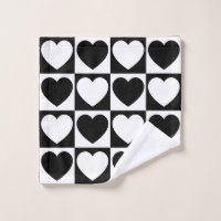 Gingham Check Black Bath Towel Set, Zazzle