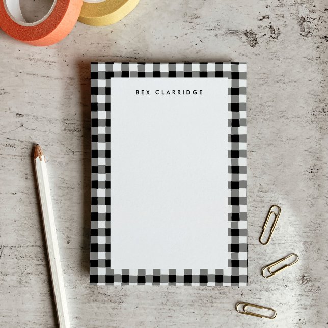 Black and White Checkered Personalized Post-it Notes (Black and White Checkered Personalized Post-it Notes)