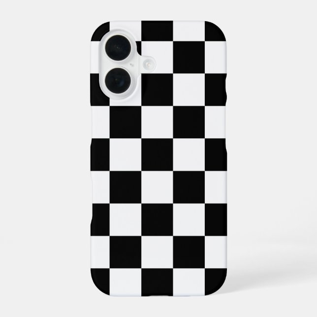 Black and White Checkered Print iPhone Case (Back)