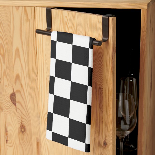 Black and White Checkered Print Kitchen Towel (Thirds Fold)