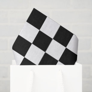 Black and White Checkered Print Tissue Paper