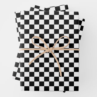 Black and White Checkered Print Wrapping Paper Sheets