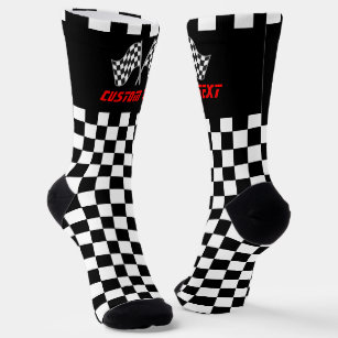 Black and White Checkered Racing Car Flags Socks