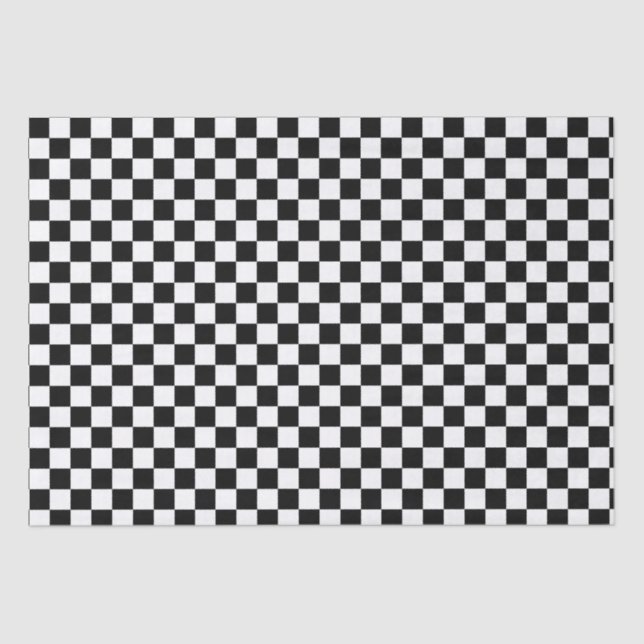 Black and White Checkered Racing Flag Pattern Tissue Paper (Front)