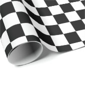 Black and White Checkered Racing Flag Pattern Wrapping Paper (Roll Corner)