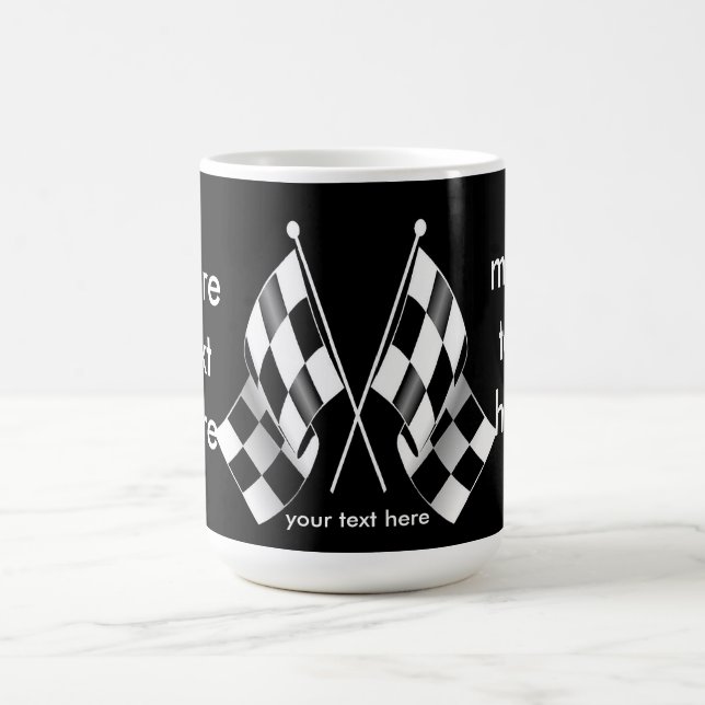 Black and White Checkered Racing Flags Coffee Mug (Center)