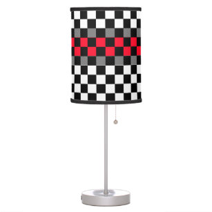 Black And White Checkered Racing Theme Table Lamp