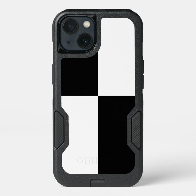 Black and White Checkered Rectangles Otterbox iPhone Case (Back)