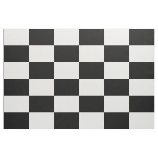 Black and White Checkered Rectangles Pattern Fabric