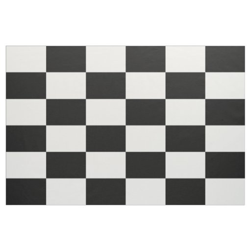 Black and White Checkered Rectangles Pattern Fabric