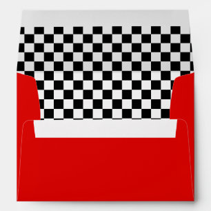 Black and White Checkered Red Envelope