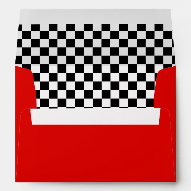 Black and White Checkered Red Envelope (Back (Bottom))