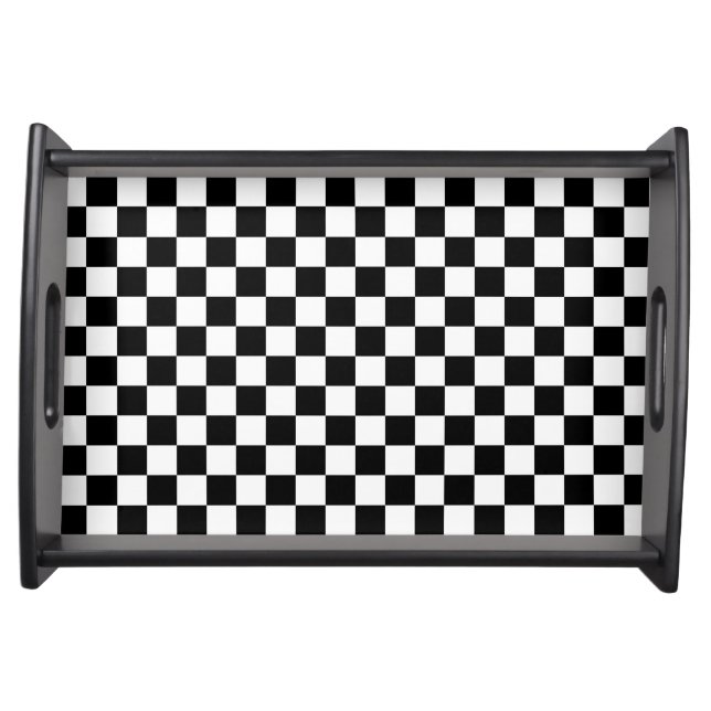 Black and White Checkered Serving Tray (Front)