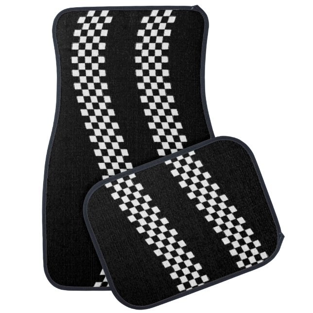 Black and White checkered Set of Car Mats (Set)