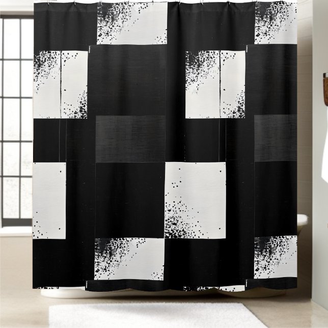 Black and White Checkered Shower Curtain Style 4 (Creator Uploaded)