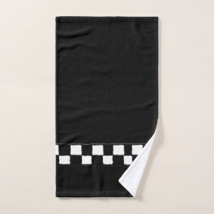 Black and White Checkered Splatter Effect Hand Towel