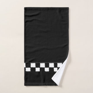 Black and White Checkered Splatter Effect Hand Towel