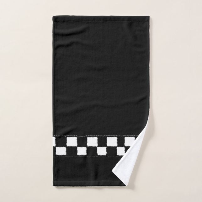Black and White Checkered Splatter Effect Hand Towel (Hand Towel)