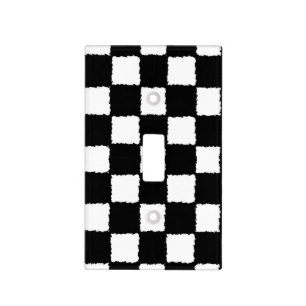 Black and White Checkered Splatter Effect Light Switch Cover
