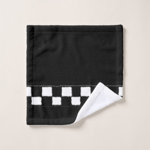 Black and White Checkered Splatter Effect Wash Cloth