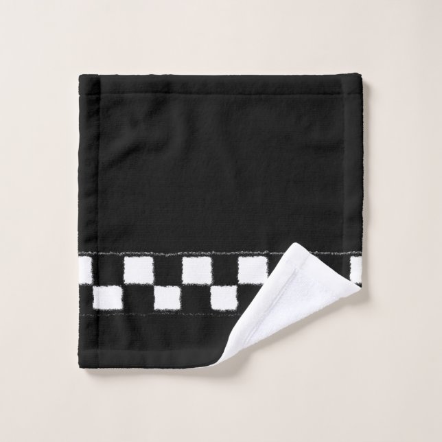 Black and White Checkered Splatter Effect Wash Cloth (Wash Cloth)