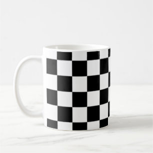 Black and White Checkered Square Pattern Coffee Mug