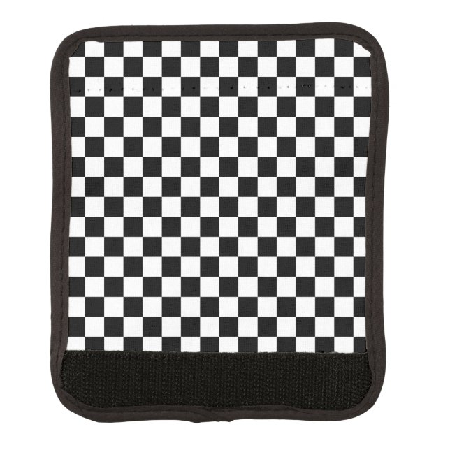 Black and White Checkered Squares Luggage Handle Wrap (Front)