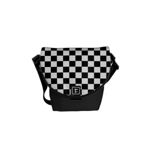 Black and White Checkered Squares Courier Bags