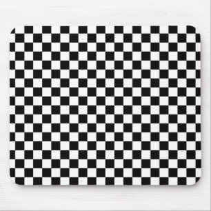 Black and White Checkered Squares Mouse Pad