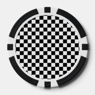 Black and White Checkered Squares Poker Chips