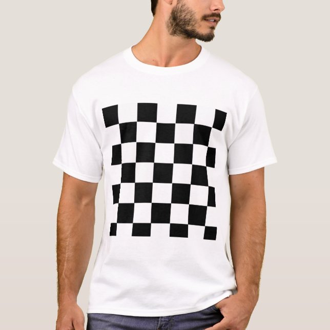 Black and White Checkered Squares T-Shirt (Front)