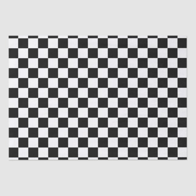 Black and White Checkered Squares Tissue Paper (Front)
