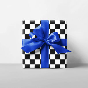 Black and White Checkered Squares Wrapping Paper