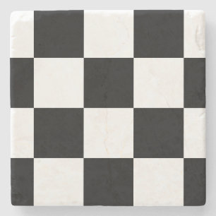 Black and White Checkered Stone Coaster