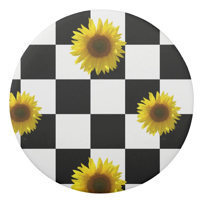 black and white checkered with sunflowers