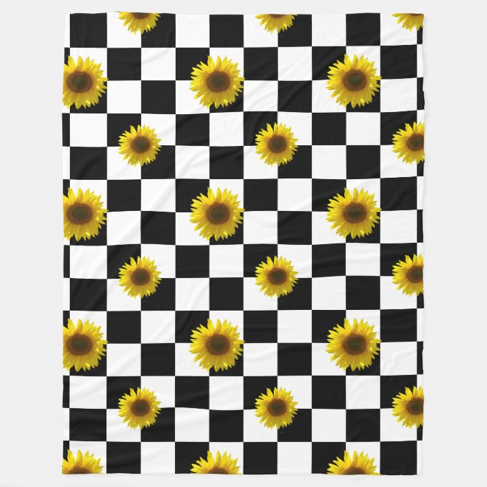 checkerboard with sunflowers