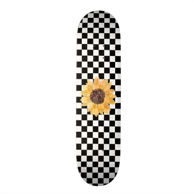 black and white checkered with sunflowers