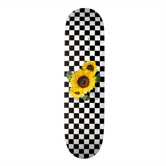 black and white checkered with sunflowers