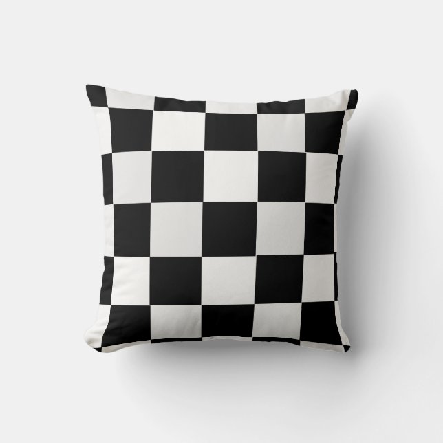 Black and White Checkered Throw Pillow (Front)