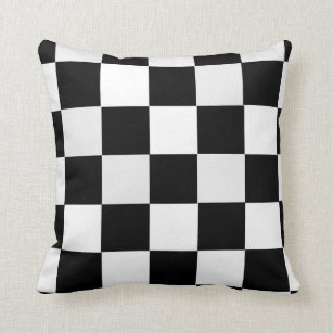 Black and White Checkered Throw Pillow