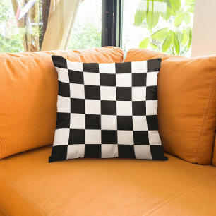 Black and White Checkered Throw Pillow