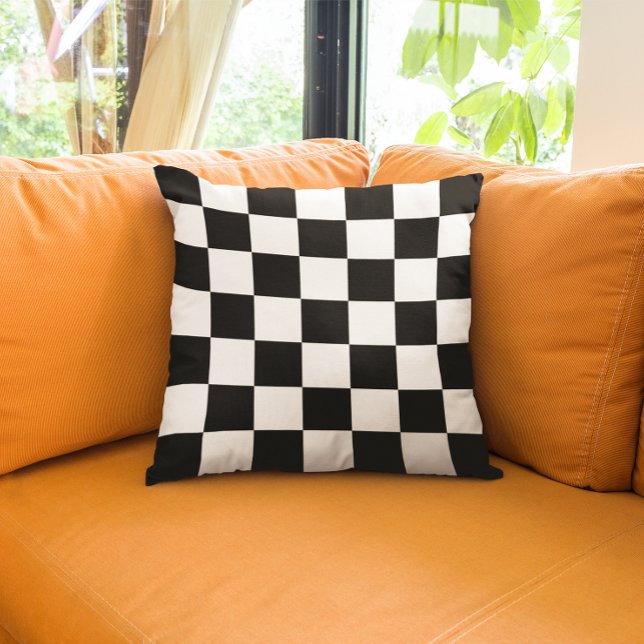 Black and White Checkered Throw Pillow (Black and White Checkered Throw Pillow)