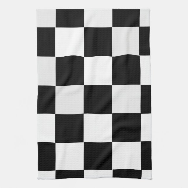 Black and White Checkered Towel (Vertical)