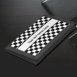 Black and white checkered trifold wallet<br><div class="desc">Oh,  a wallet trifold with a checkerboard scheme,  In black and white,  it's quite a dream! Oh,  the time is now,  let's see how you can add some text,  a monogram,  or a name .</div>