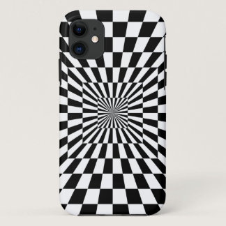 Black and White Checkered Vortex | Custom iPhone 11 Case