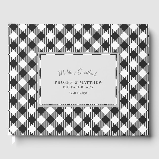 Black and White Checkered Wedding Guest Book (Front)