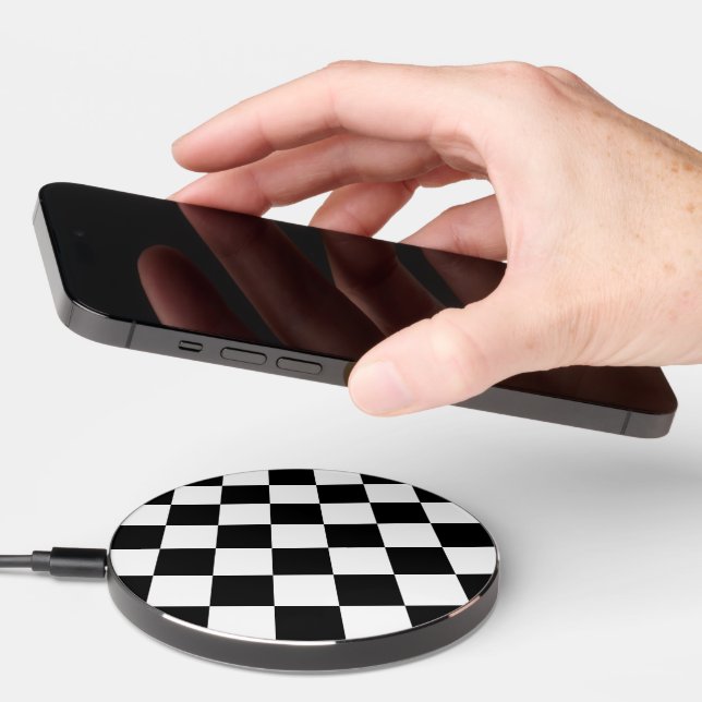 Black and White Checkered Wireless Charger (Hand)